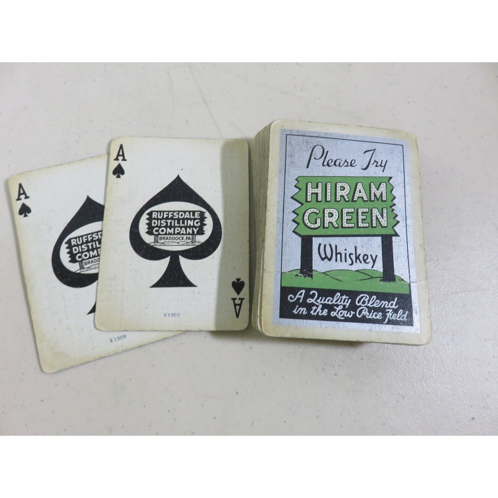 Vintage Hiram Green Whiskey Pinochle Playing Cards Ruffsdale Distilling Co PA